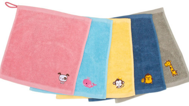 어린이집 귀요미 고리수건 5종세트, 회색, 청록, 노랑, 핑크, 하늘, 1세트
