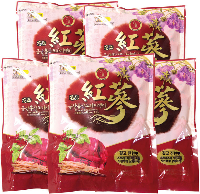 금산 홍삼 도라지 젤리, 5개, 200g