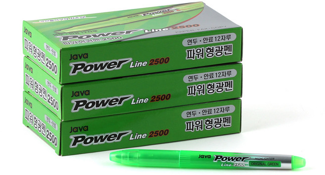 자바펜 파워라인 형광펜 오리지널, 연두, 36개