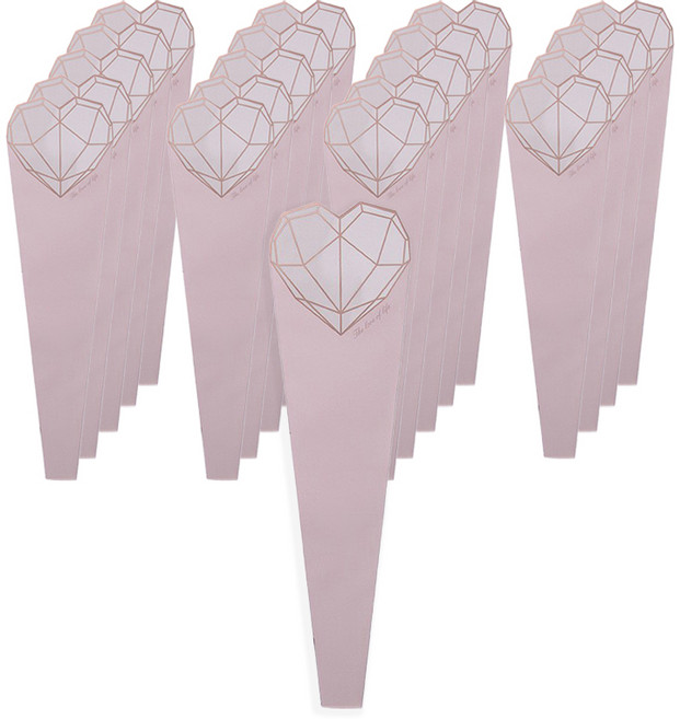 에스피글로벌 장미 한송이 다이아몬드 플라워 포장지, 로즈 핑크, 20개