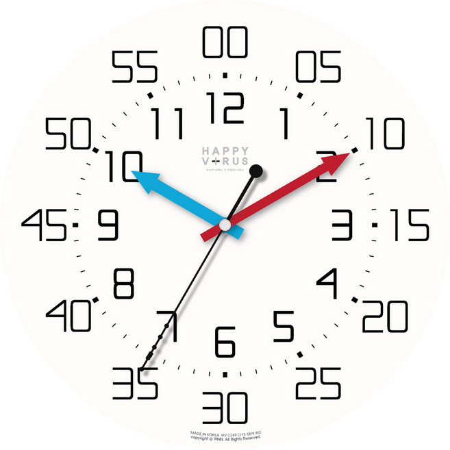 해피바이러스 교육용 벽시계 무소음 바늘, 2249