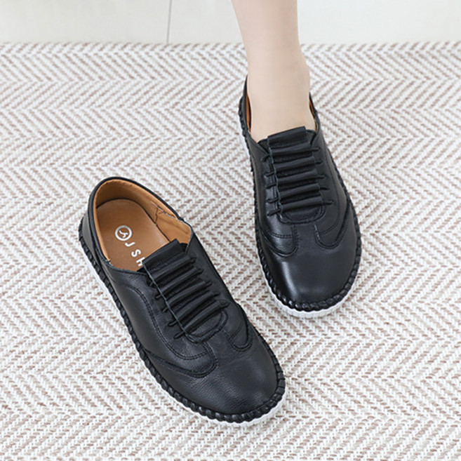J SHOE 免綁帶牛皮休閒鞋