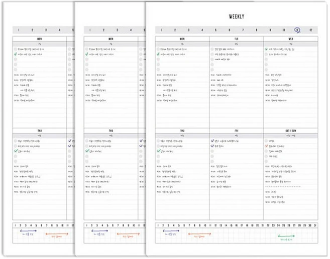 데얼스 스케줄러 20매 x 3p, 위클리, 1세트 - 쿠팡