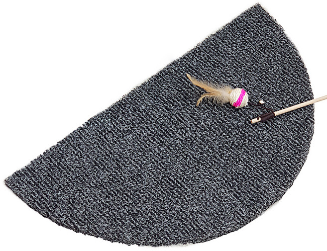 옹이네 폭신폭신 반달 고양이 코일매트, 그레이, 1개