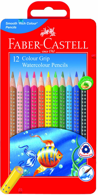 파버카스텔 수채 컬러그립 색연필 틴케이스, 12색, 1개