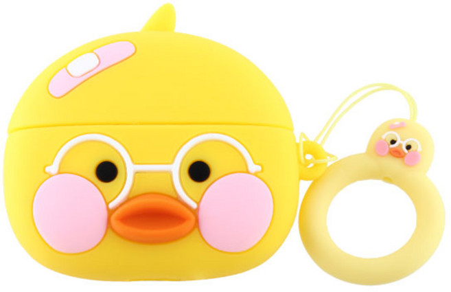 비쉐르 볼빨간 빵빵오리 에어팟 프로 3세대 실리콘 케이스, 옐로우, 1개