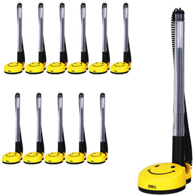 델리 스마일 데스크 부착볼펜 0.5mm E6793, 블랙, 12개