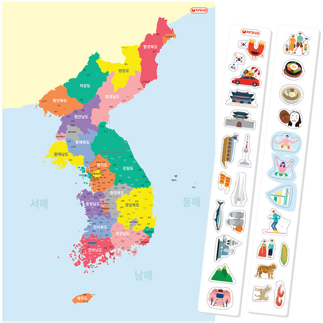 자석나라 자석이 붙는 한국 지도 판퍼즐, 1개, 24피스