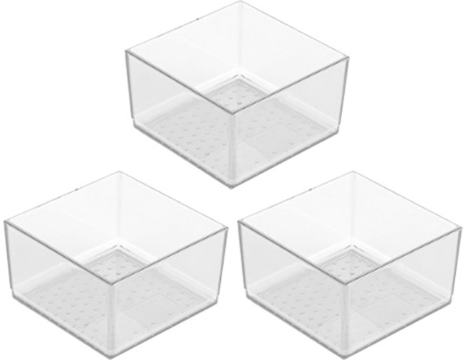 블럭마트 주방서랍 수납 트레이 정리함 TYPE A, 투명, 3개