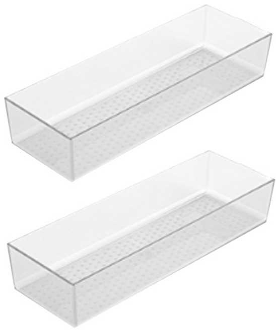 블럭마트 주방서랍 수납 트레이 정리함 TYPE C, 투명, 2개