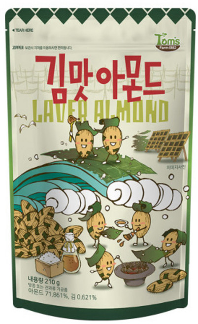 탐스팜 김맛 아몬드, 210g, 1개