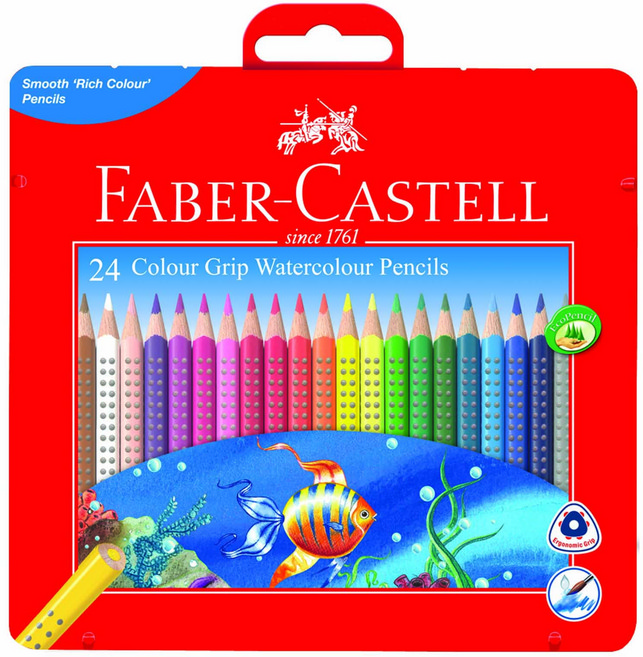 파버카스텔 수채 컬러그립 색연필 틴케이스, 24색, 1세트
