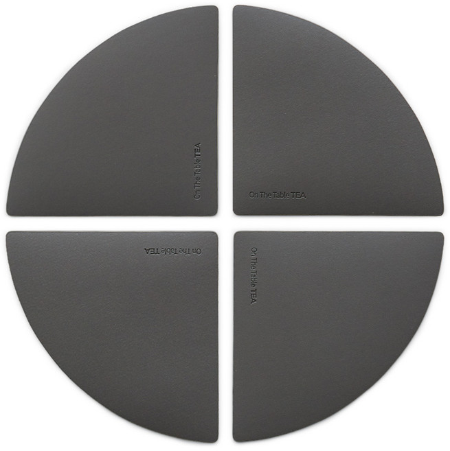 퍼니메이드 가죽 티 코스터 식탁매트 4p, 다크 그레이, 12.5 x 12.5 cm