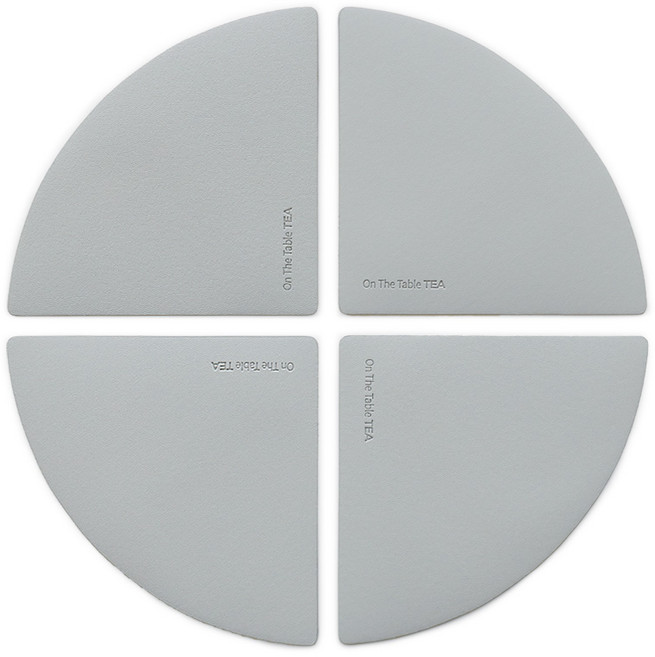 퍼니메이드 가죽 티 코스터 식탁매트 4p, 라이트 그레이, 12.5 x 12.5 cm