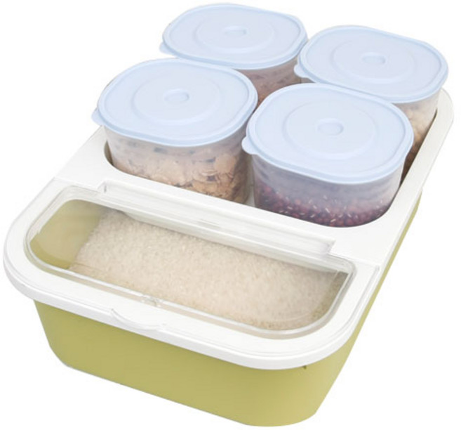 데코즈인 버디 쌀통 소 3kg + 잡곡통 4p, 그린, 1개