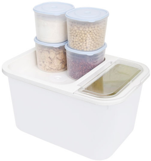 데코즈인 버디 쌀통 중 10kg + 잡곡통 4p, 화이트, 1개