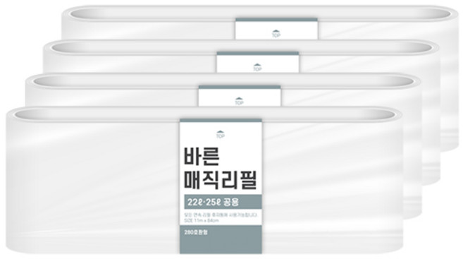 바른 매직리필 연속비닐 매직캔280호환 22~25L, 25L, 4개