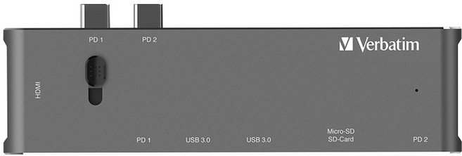 버바팀 듀얼 C타입 리트렉터블 허브 66317, 그레이, 1개