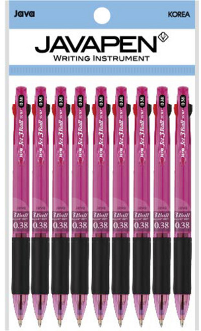 자바펜 제트3볼 3색 볼펜 0.38mm, 퍼플, 9개