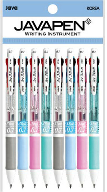 자바펜 제트3볼 다색펜 0.7mm, 하양, 하늘, 분홍, 민트, 2세트