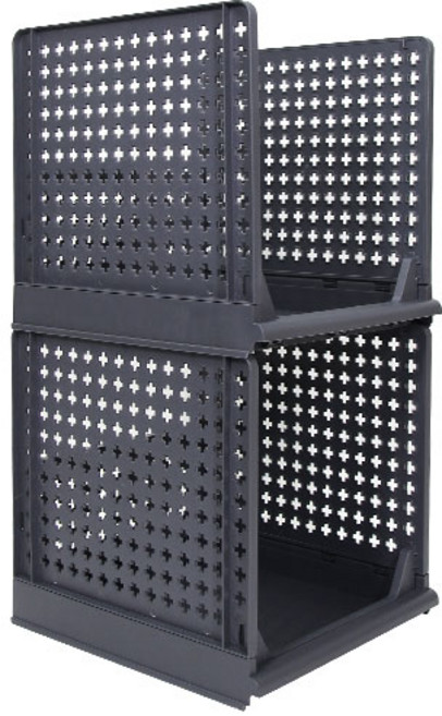 올리빙 국내 제조 크로스 접이식 슬라이딩 리빙박스, 그레이, 2개