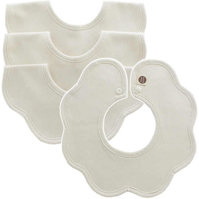 바니블라썸 롤링 턱받이 4종 세트, 베이지무지, 4개입, 1세트