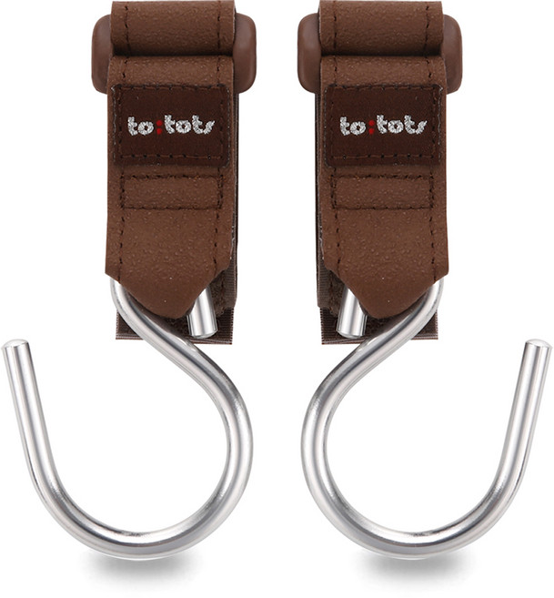 투토츠 유광 특수합금 유모차걸이 2개, 브라운 + 실버, 1세트
