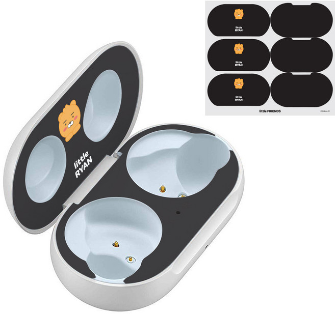 카카오프렌즈 갤럭시 버즈 철가루 방지 스티커, 블랙 리틀라이언, 1개