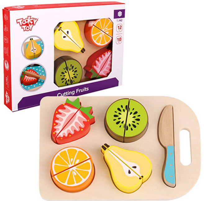 투키토이 원목 과일자르기 블록 6종 TL142, 1개, 혼합색상