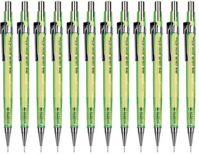 자바펜 투명 칼라제도샤프 라임, 0.5mm, 12개