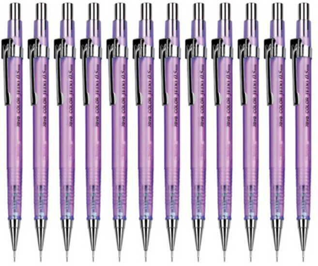 자바펜 투명 칼라제도샤프 라벤더, 0.5mm, 12개