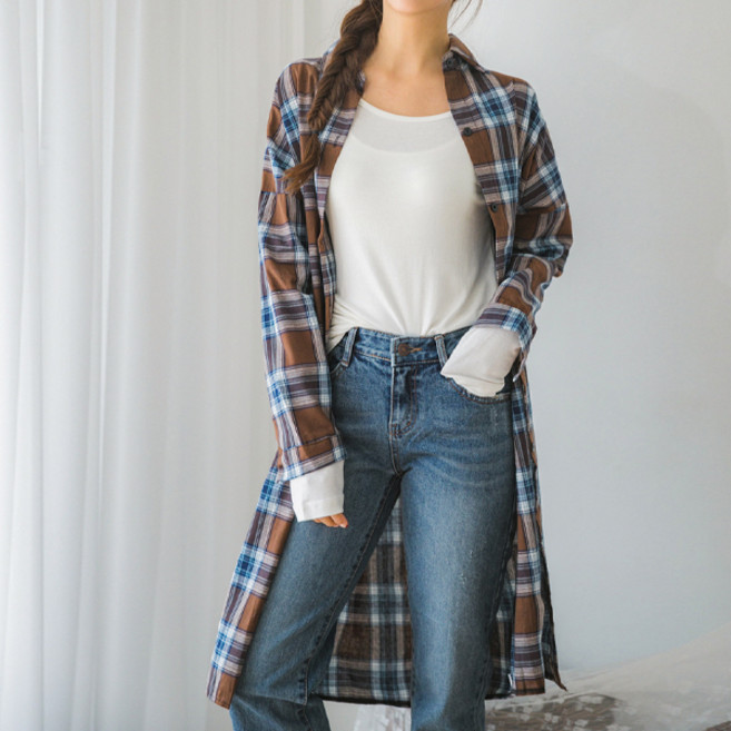 엔비룩 포유 체크롱 셔츠