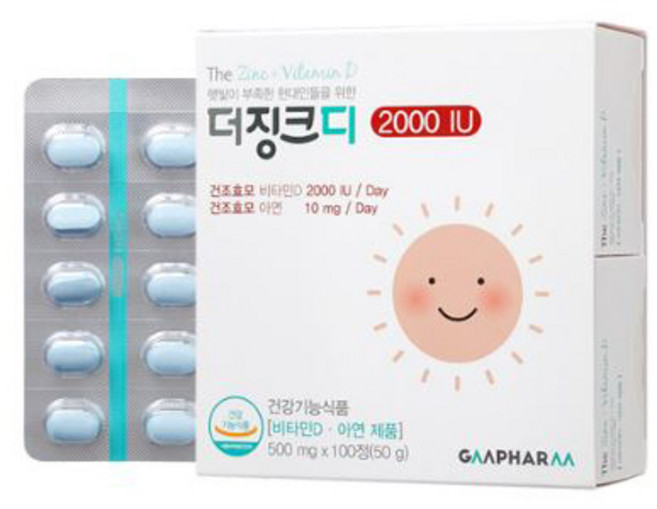 지엠팜 더징크디 2000IU 비타민D 아연영양제, 1개, 100정