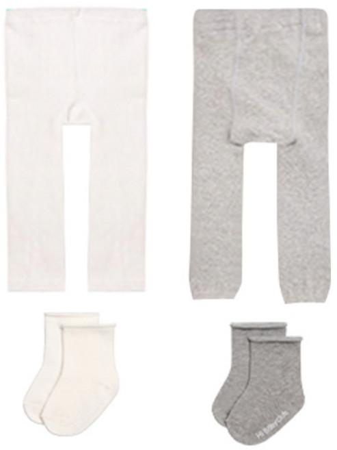 하이베이비키즈 무발 타이즈 2종 + 돌돌이 양말 2종 세트