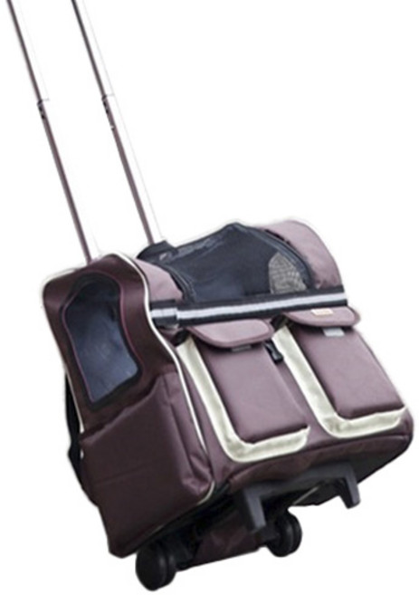 멍뭉스 강아지 패브릭 캐리어 백팩, 브라운