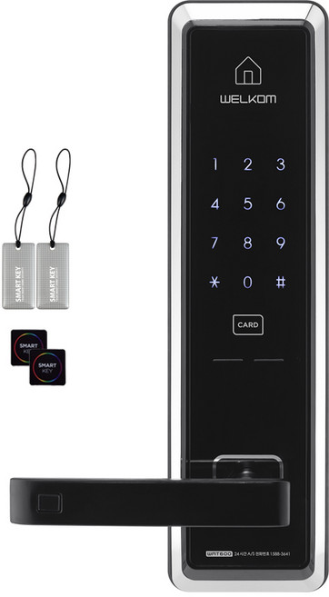 솔리티 손잡이 있음 스마트 도어락 WMT600 + 카드키 4p, 단순배송상품