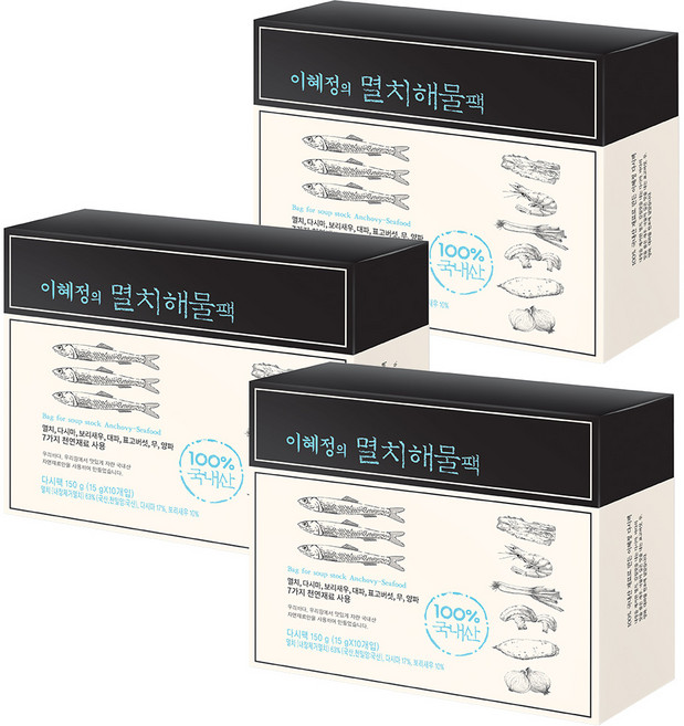 빅마마 이혜정의 멸치해물다시팩, 150g, 3개
