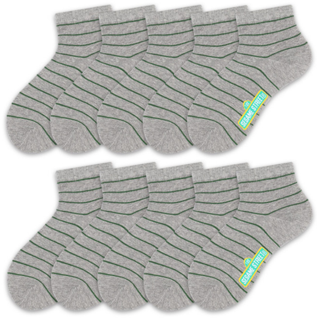 헤이내꼬 여성용 세사미스트리트 씬스트라이프 단목양말 10족