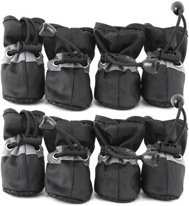 도그아이 강아지 편안한 신발 4개, 검정, 2세트