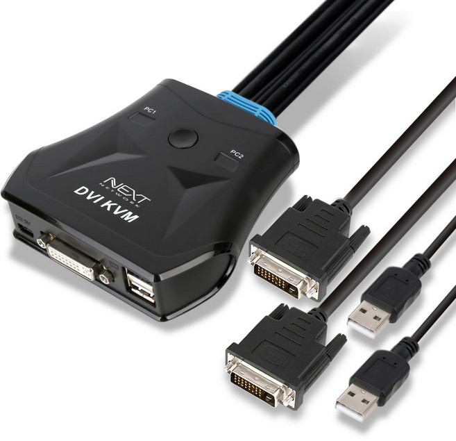 넥스트유 DVI 케이블 일체형 2대1 KVM 스위치, NEXT-632DC-KVM, 1개