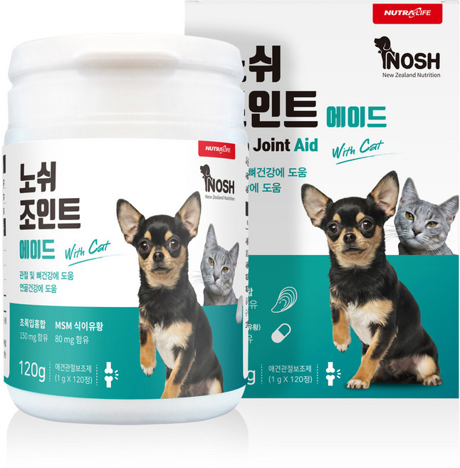 뉴트라라이프 반려동물 노쉬 영양제, 120정, 뼈/관절강화, 1개
