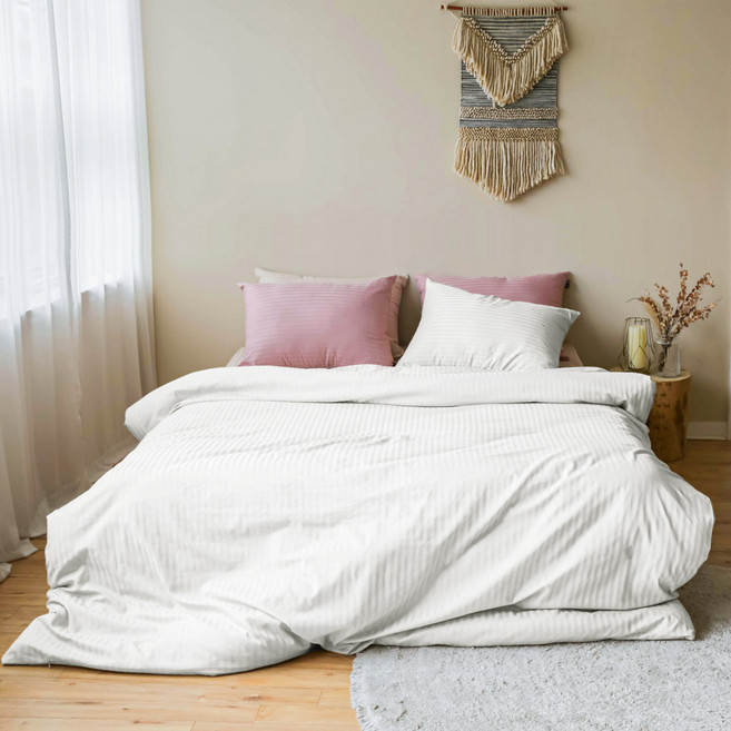 더자리 뉴트로 순면 60수 샤틴 호텔식 이불커버 세트