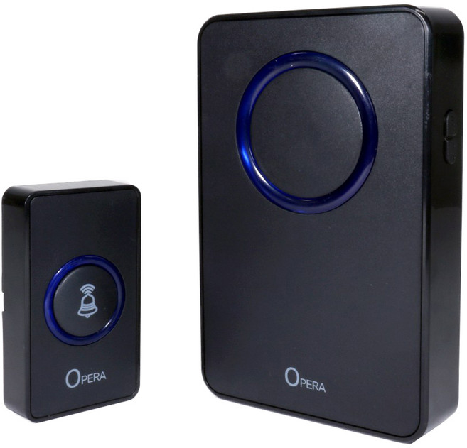 LED 무선 초인종 송신부 + 수신부 세트 오페라 블랙, 1세트