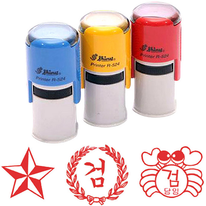 Shiny 선생님용 칭찬스탬프 3종세트 R-524 케이스 랜덤 발송, 별, 월계관, 검, 적색