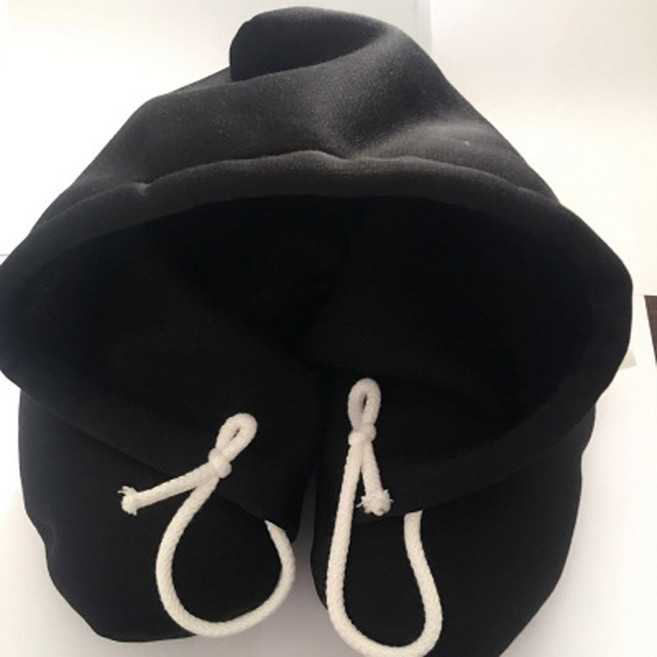 SSUK 모자달린 수면 목베개 쿠션, 블랙