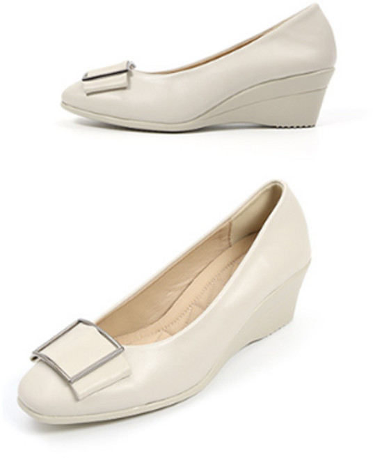 잭앤질 리본스퀘어 웨지 펌프스힐 5cm JA0161