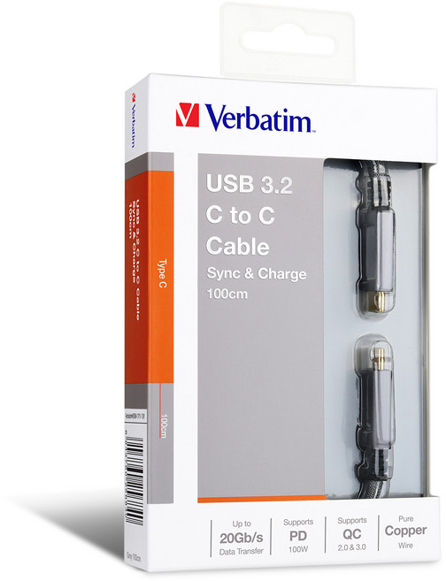 버바팀 메탈릭 USB 3.2 C타입 to C USB PD 케이블, 혼합색상, 1개