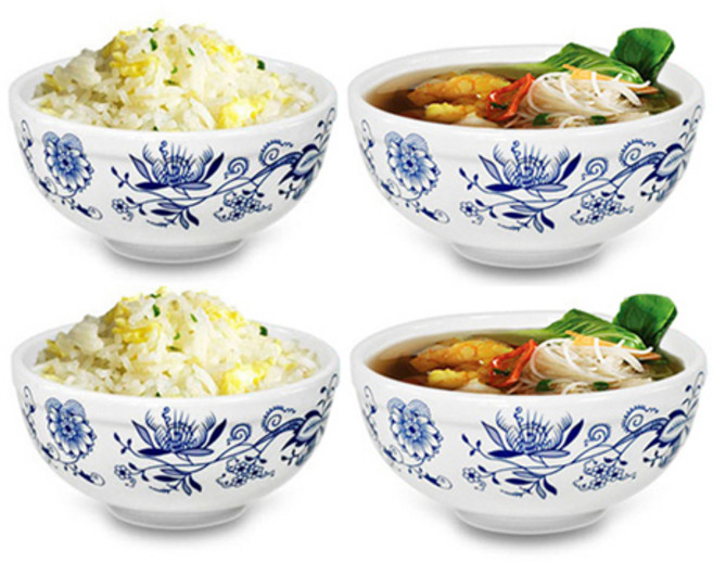 마쯔오카 국산 다이어트 식기 4p세트, 혼합색상, 공기 2p + 대접 2p