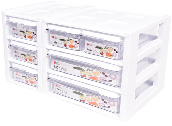 이지쏙 냉장고 수납정리함 3단, 1세트