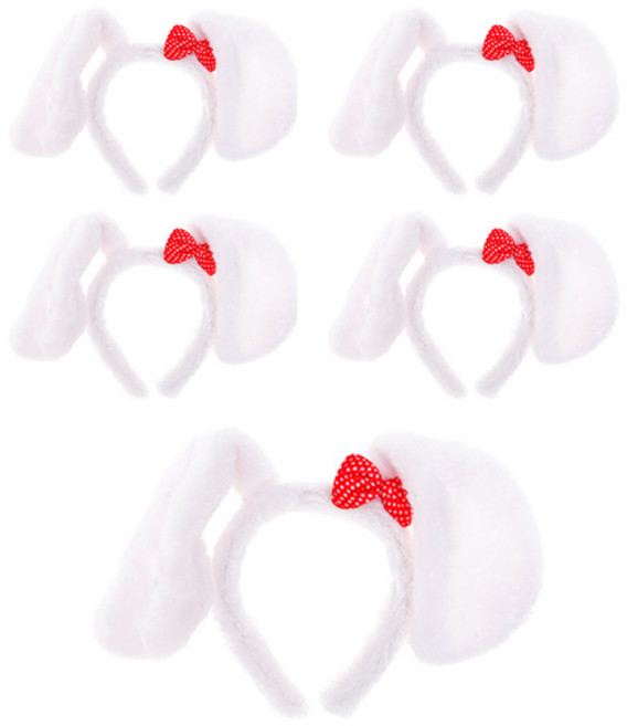 강아지 머리띠, 화이트, 5개